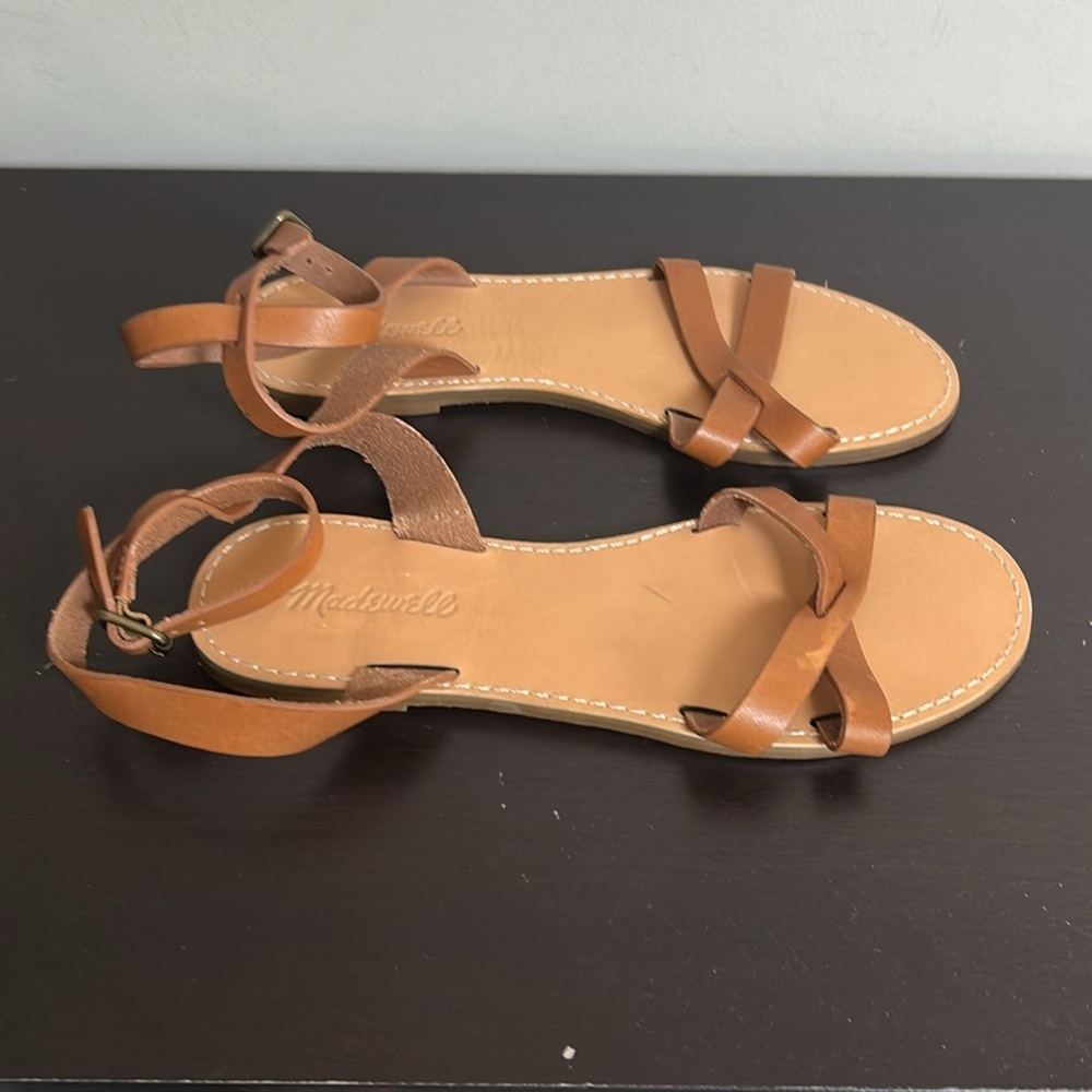 MADEWELL The Boardwalk Crisscross Sandal Brown Leather Brazil Sz 8 NEW - Picture 7 of 10